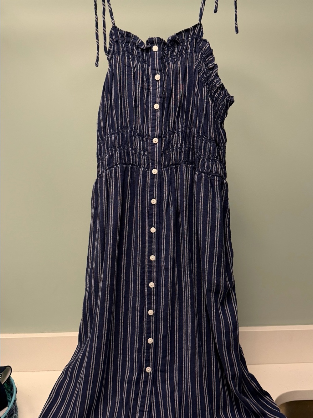 Universal Thread Navy and White Striped Button-Front Sundress